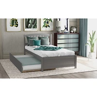 Streamdale Twin Platform Bed Wood Frame With Trundle