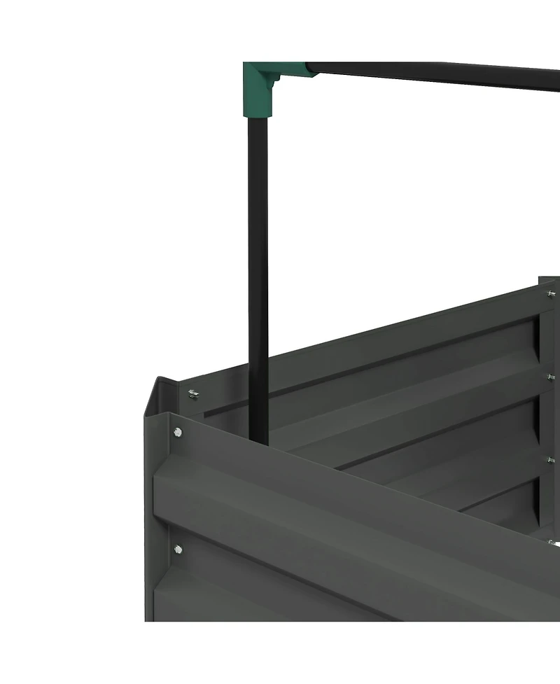 Streamdale Furniture Galvanized Steel 24" x 24" Raised Garden Planter with Tomato Trellis and Bottomless Design