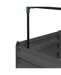 Streamdale Furniture Galvanized Steel 24" x 24" Raised Garden Planter with Tomato Trellis and Bottomless Design