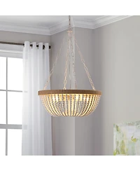 Streamdale Bohemian style Wood Beaded Chandelier Oak White