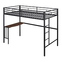 Streamdale Twin Loft Bed with Desk and Safety Rails