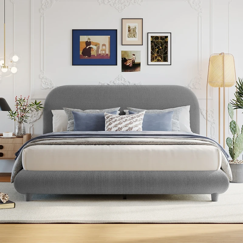 Teddy Fleece Platform Bed - Queen