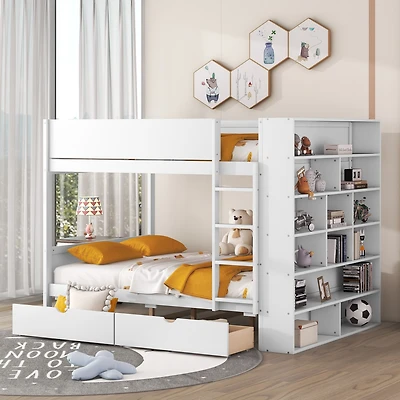 Streamdale Full Over Bunk Bed With 2 Drawers And Multilayer Cabinet