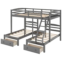 Streamdale Full Over Twin & Twin Bunk Bed, Triple Bunk Bed With Drawers