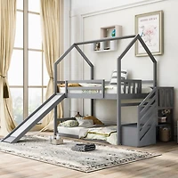 Streamdale Twin Convertible Bunk Bed with Slide and Staircase