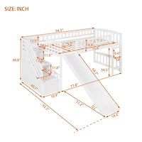 Streamdale Stairway Twin Loft Bed With Two Drawers And Slide
