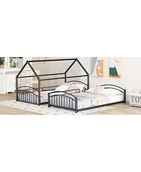 Streamdale Furniture Twin Over Twin Metal Bunk Bed With Slide, Kids House Bed