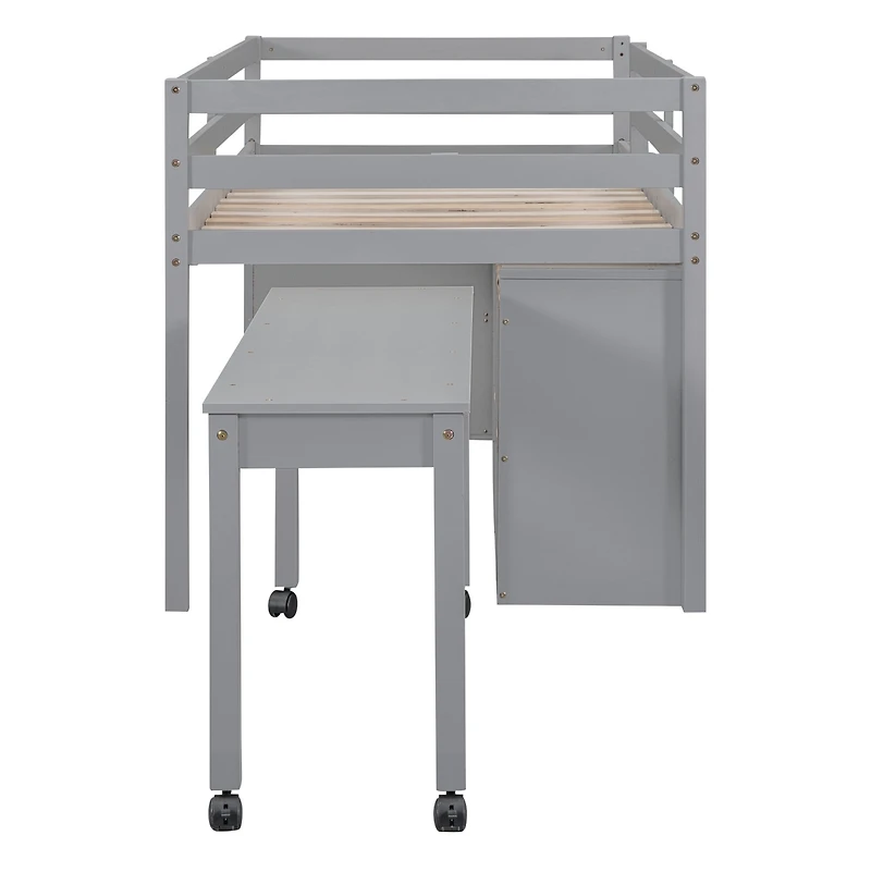 Streamdale Loft Bed with Retractable Desk and Drawers