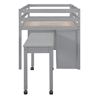 Streamdale Loft Bed with Retractable Desk and Drawers