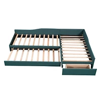 Streamdale Upholstered Double Twin Size Daybed With Trundle And Drawer