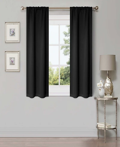 Superior Solid Classic Modern Wrinkle Resistant Room Darkening -Piece Curtain Set with Rod Pocket