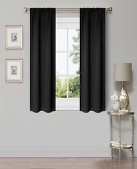 Superior Solid Classic Modern Wrinkle Resistant Room Darkening -Piece Curtain Set with Rod Pocket