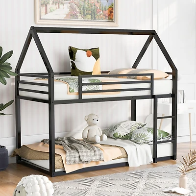 Streamdale Twin Over House Bunk Bed With Built-In Ladder
