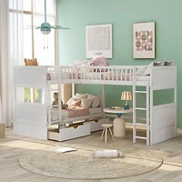 Streamdale Twin Bunk Bed With A Loft Attached, Two Drawers