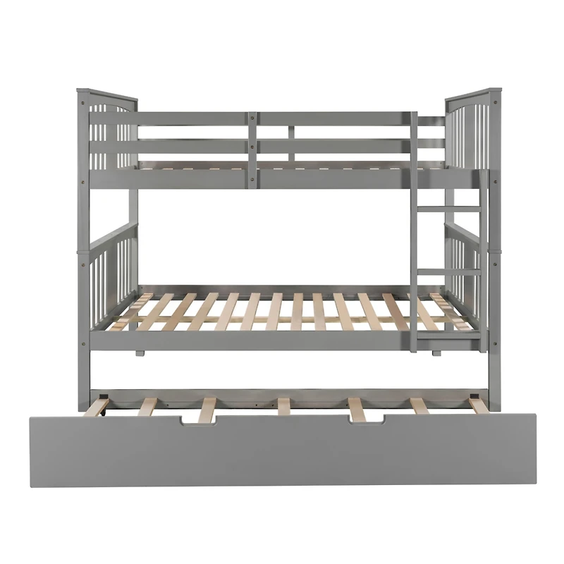 Streamdale Full Over Full Bunk Bed With Twin Size Trundle And Ladder