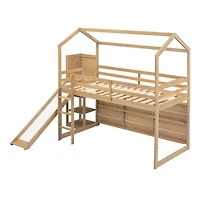 Streamdale Twin Loft Bed with Slide, Shelves, Light