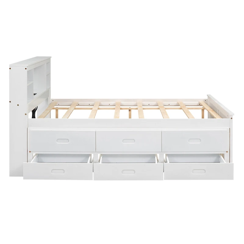 Streamdale Twin Platform Bed with Storage, Usb, Trundle, and Drawers
