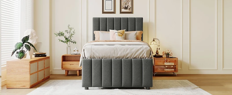 Streamdale Twin Upholstered Bed with Trundle and Drawers