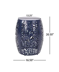 Modern Palm Leaf Side Table with Durable Iron Frame