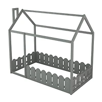 Streamdale Twin Wood Bed House Frame With Fence, For Kids, Teens, Girl