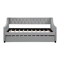 Streamdale Furniture Upholstered Daybed With Trundle, Twin Size Frame, Velvet