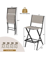 Slickblue Outdoor Folding Bar Height Stool Set of 4 with Metal Frame and Footrest