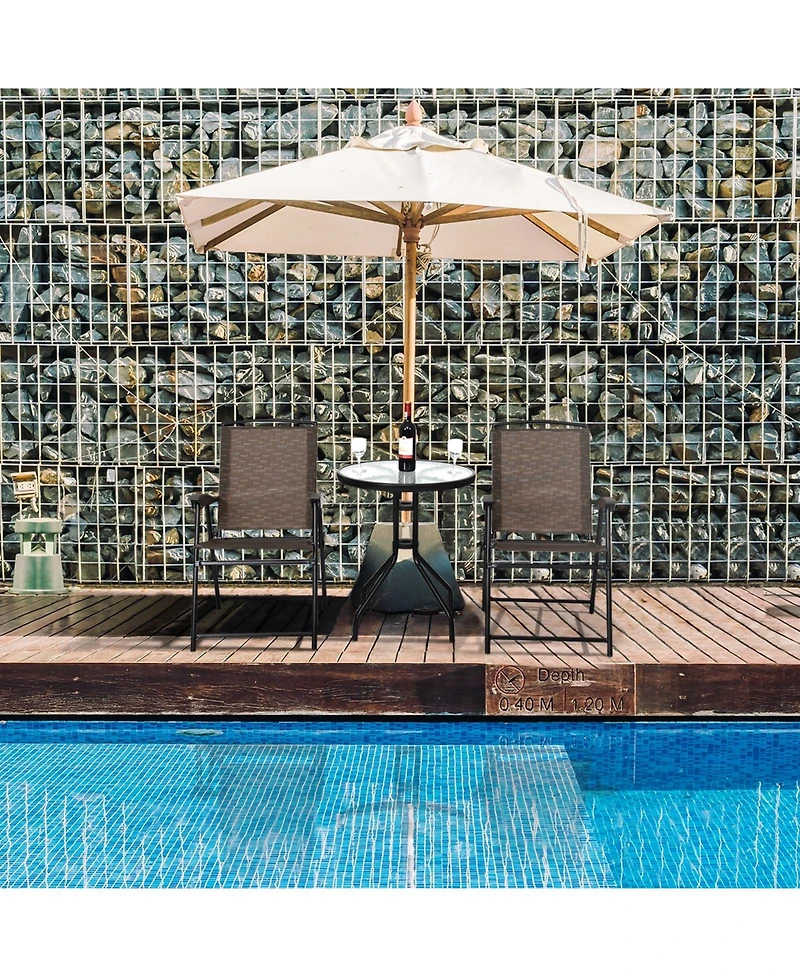 Slickblue 3 Pieces Bistro Patio Garden Furniture Set of Round Table and Folding Chairs