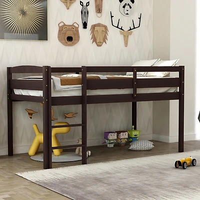Streamdale Twin Wood Loft Bed Low Loft Beds With Ladder, Twin