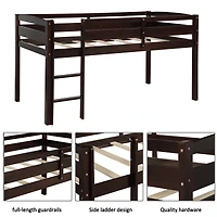 Streamdale Twin Wood Loft Bed Low Loft Beds With Ladder, Twin