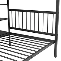 Streamdale Full Over Twin Metal Bunk Bed With Built-In Desk, Shelves And Ladder