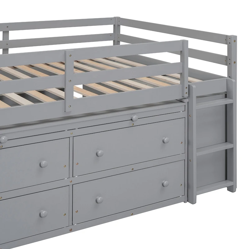 Streamdale White Loft Bed with Desk and Drawers