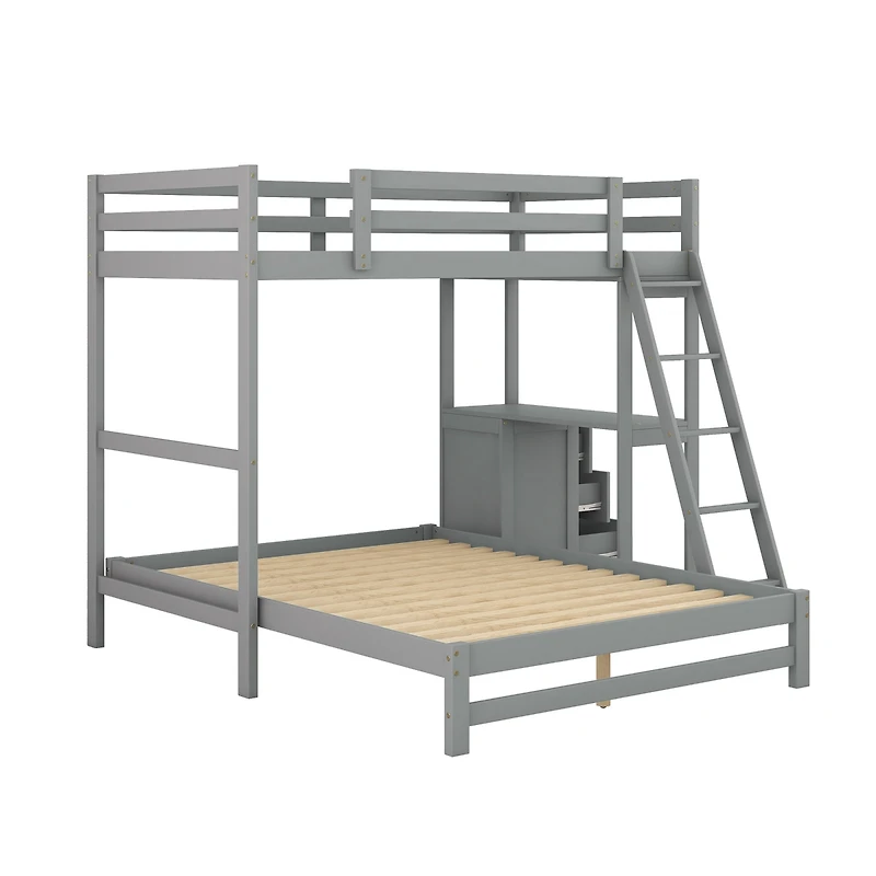 Streamdale Twin Over Full Bunk Bed With Built-In Desk And Three Drawers