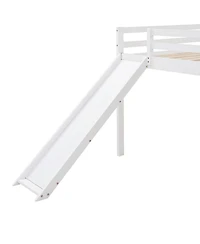 Simplie Fun Loft Bed With Slide, Multifunctional Design, Full