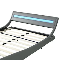 Simplie Fun Led-lit Faux Leather Queen Bed Frame