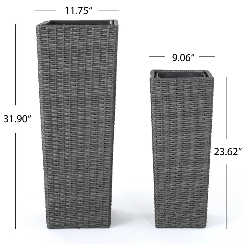 Streamdale Wicker & Iron Patio Planter Set - Elegant Herb & Flower Pots