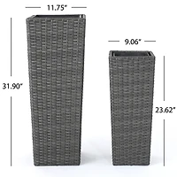 Streamdale Wicker & Iron Patio Planter Set - Elegant Herb & Flower Pots