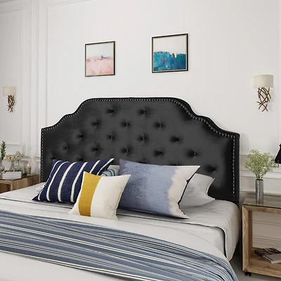 Simplie Fun Elegant Button Tufted Diamond Stitched Headboard with Easy Assembly