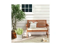Slickblue 2-Person Solid Wood Patio Bench with Backrest and Cushion