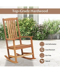 Slickblue Patio Rocking Chair Ergonomic High-Back Outdoor Rocker with Smooth Rocking Base