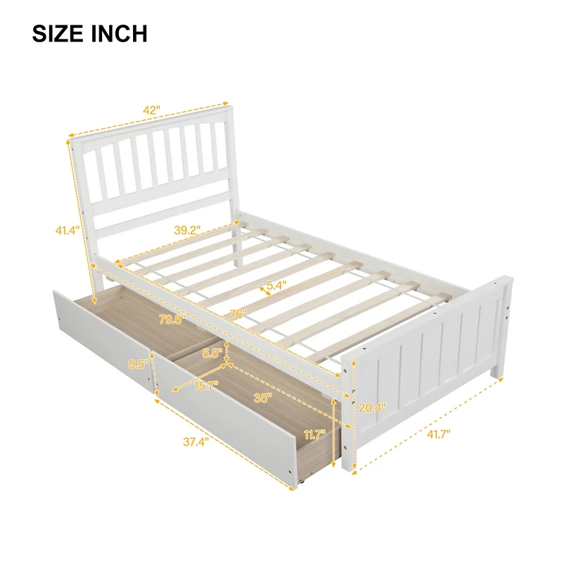 Streamdale Twin Size Platform Bed With Two Drawers