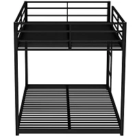 Streamdale Full Over Full Metal Bunk Bed, Low Bunk Bed With Ladder