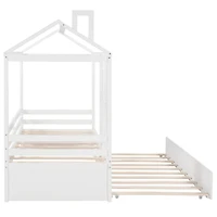 Streamdale Twin Size House Bed Wood Bed With Twin Size Trundle