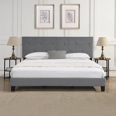 King Size Upholstered Platform Bed Frame - Gray