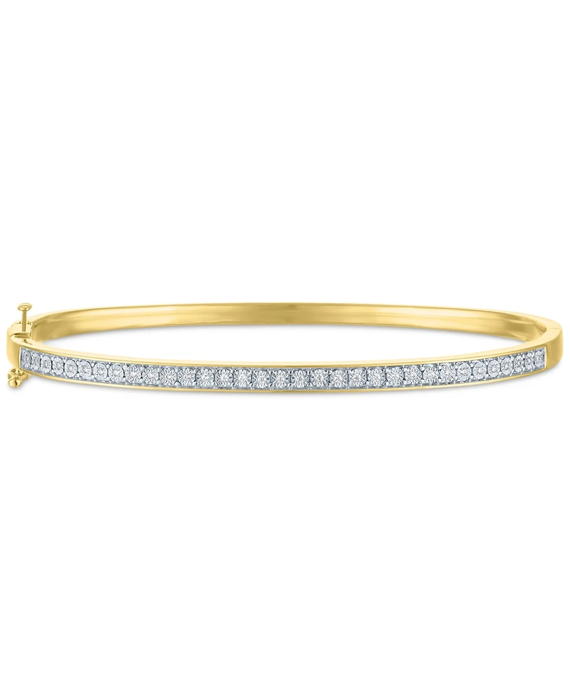 2-Pc. Set Diamond Bangle Bracelets (1/5 ct. t.w.) in 14k Gold-Plated Sterling Silver