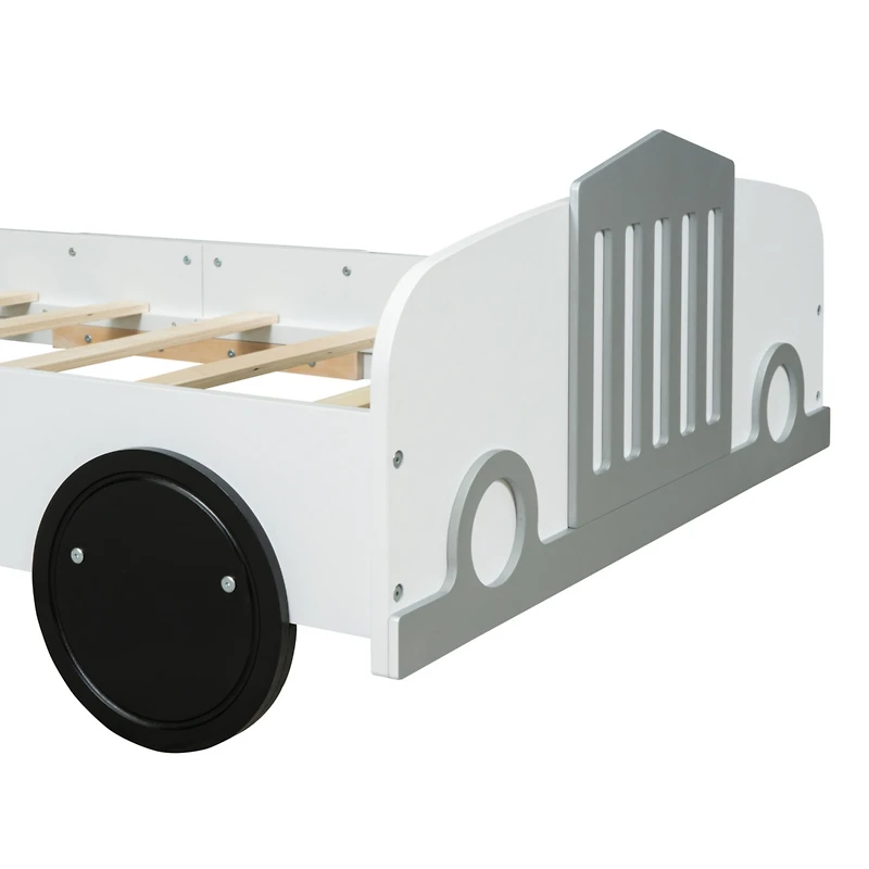 Streamdale Twin Car-Shaped Platform Bed With Wheels, Blue