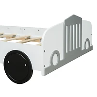 Streamdale Twin Car-Shaped Platform Bed With Wheels, Blue