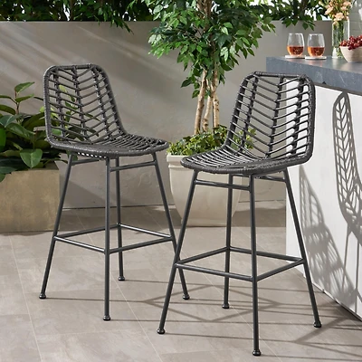 Streamdale Exclusive Wicker Barstools for Chic Outdoor Ambiance (Set of 2)