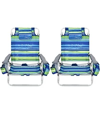 Slickblue 2-Pack Folding Backpack Beach Chair 5-Position Outdoor Reclining Chairs with Pillow