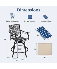 Slickblue Set of 2 Outdoor Bar Height Chair with Soft Cushions