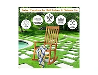 Slickblue Indoor Outdoor Wooden High Back Rocking Chair